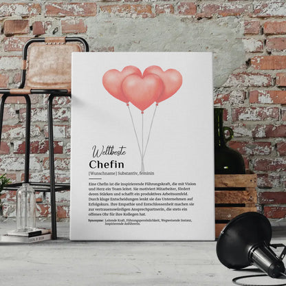 Leinwand Definition Chefin mit Namen Geschenkidee personalisiert