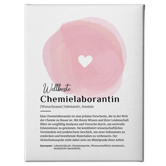 Personalisierte Leinwand Definition Chemielaborantin mit Namen Geschenk