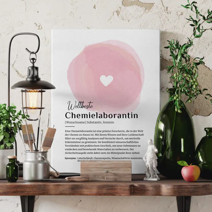 Personalisierte Leinwand Definition Chemielaborantin mit Namen Geschenk