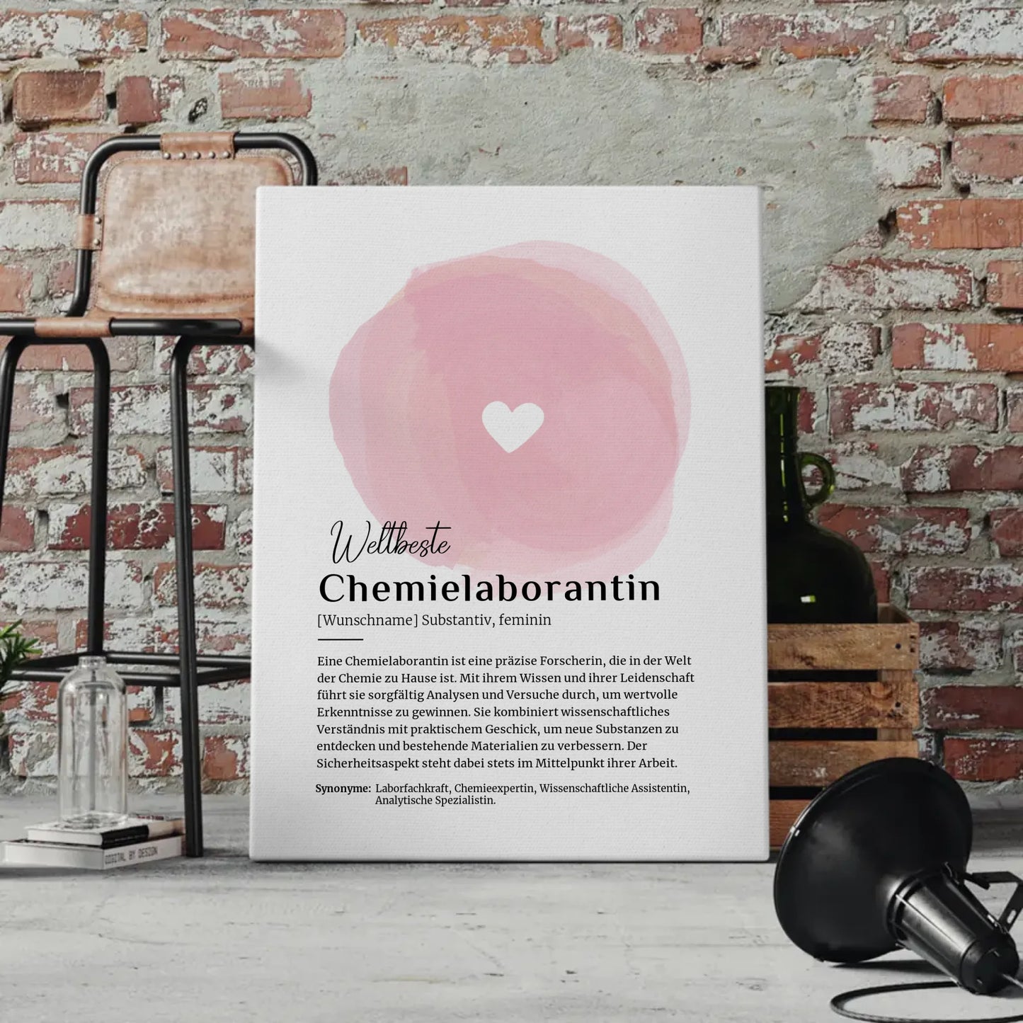 Personalisierte Leinwand Definition Chemielaborantin mit Namen Geschenk