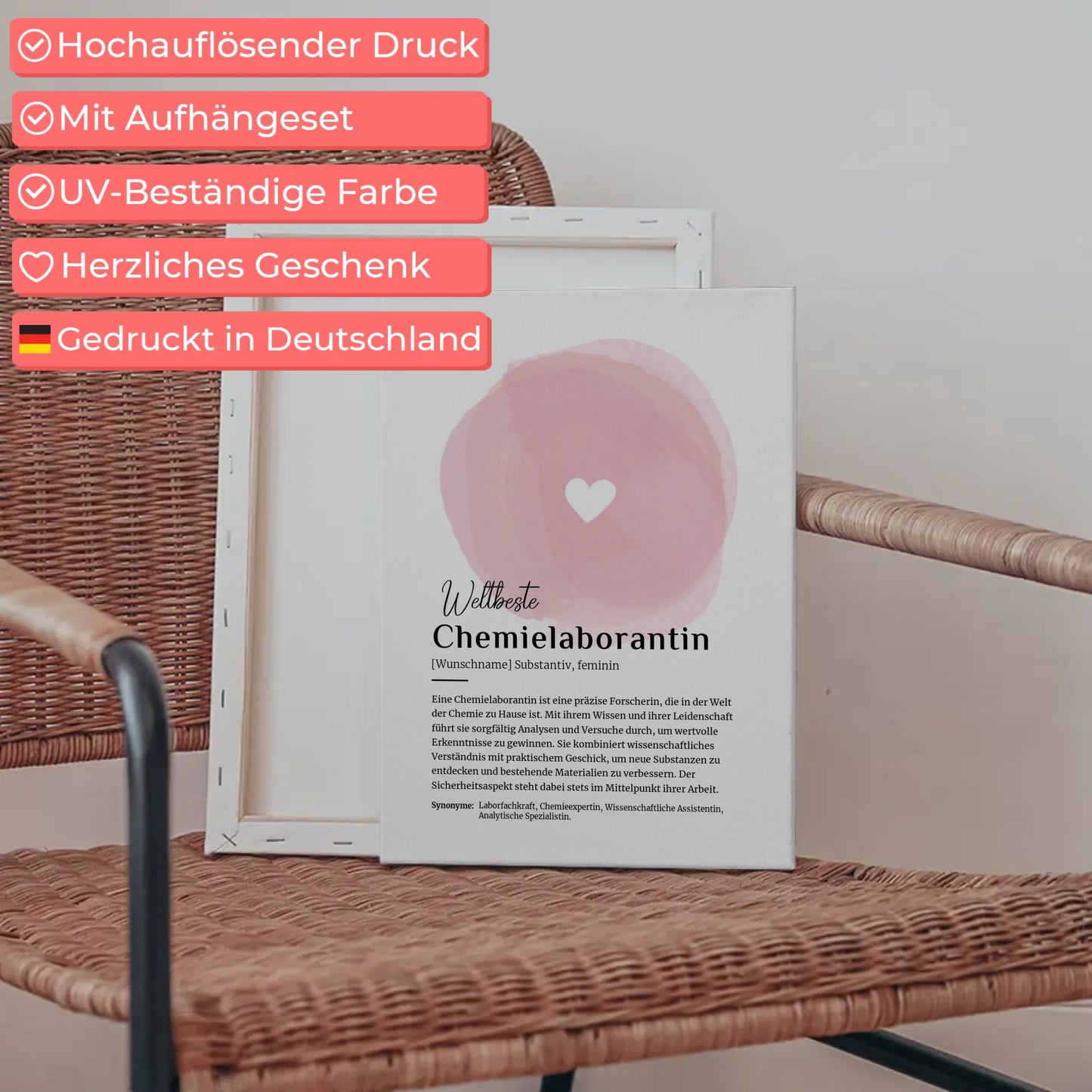 Personalisierte Leinwand Definition Chemielaborantin mit Namen Geschenk