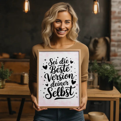 Spruchposter Sei die beste Version deiner selbst personalisiert