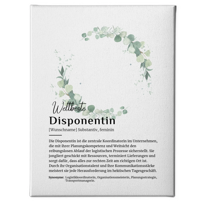 Leinwand Definition Disponentin mit Namen Geschenk kreativ gestalten