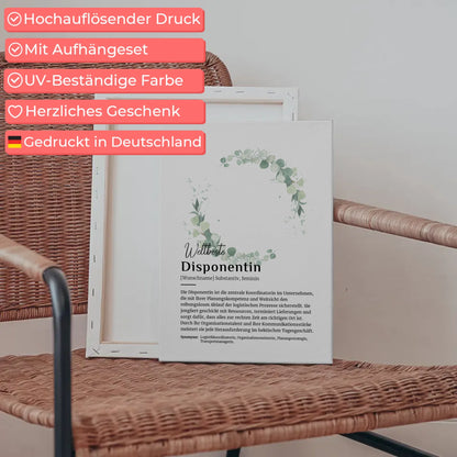 Leinwand Definition Disponentin mit Namen Geschenk kreativ gestalten