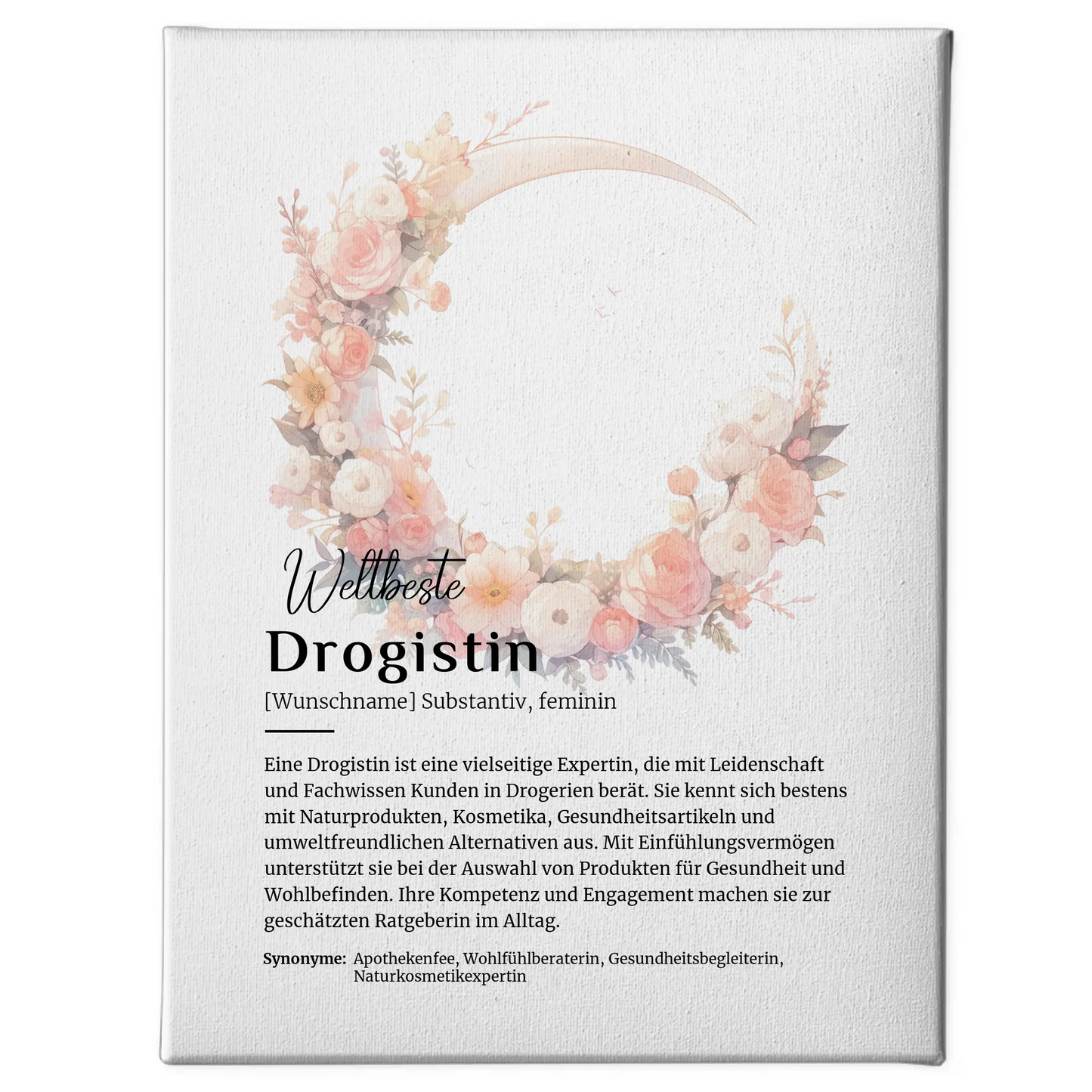 Personalisierte Leinwand Definition Drogistin mit Namen Geschenkidee
