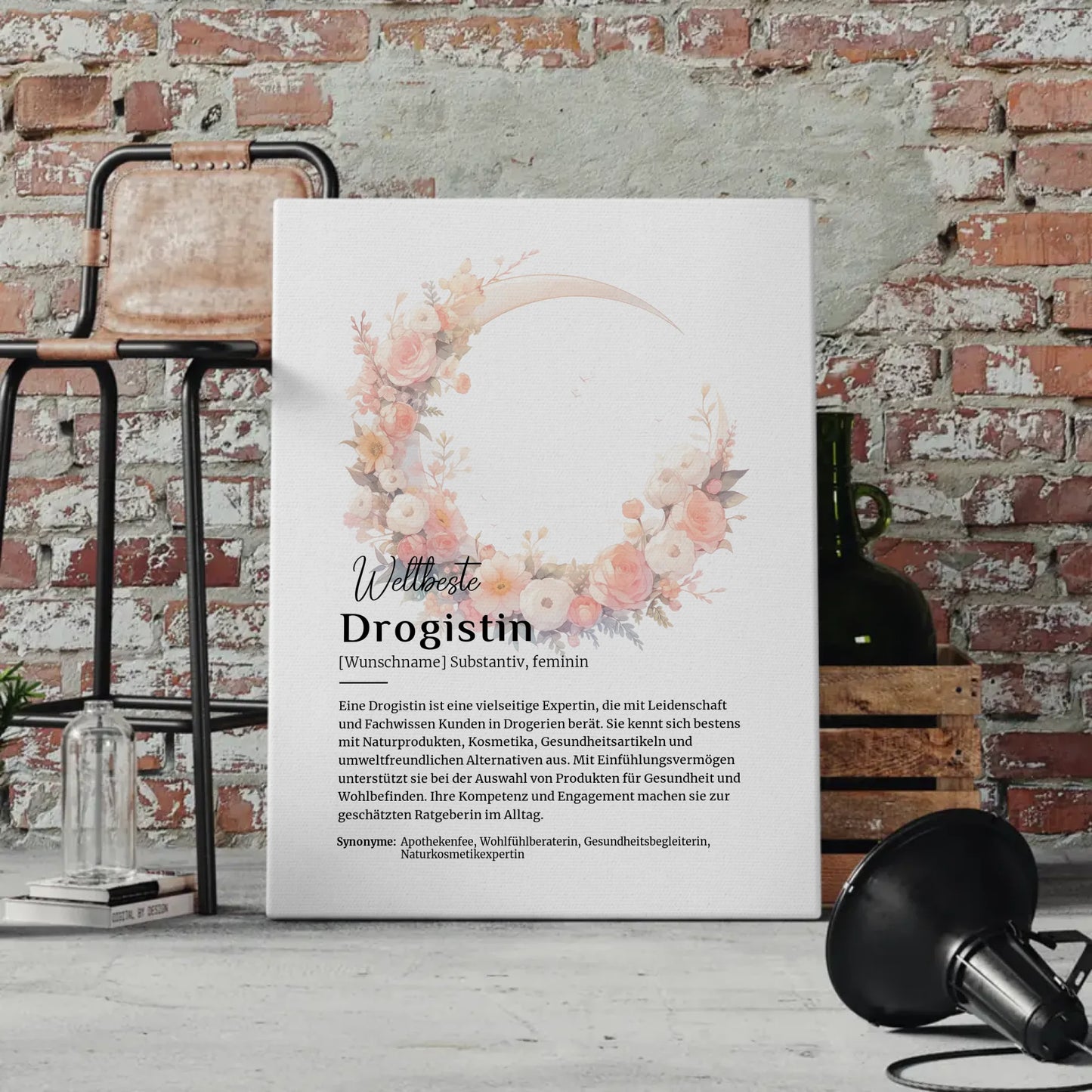 Personalisierte Leinwand Definition Drogistin mit Namen Geschenkidee