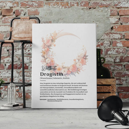Personalisierte Leinwand Definition Drogistin mit Namen Geschenkidee