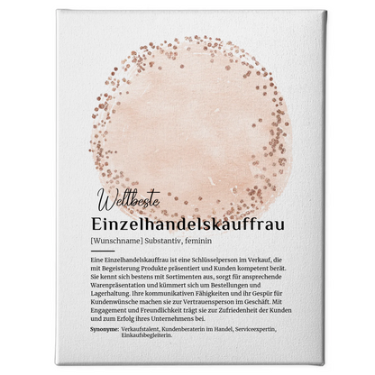 Leinwand Definition Einzelhandelskauffrau mit Namen Geschenk