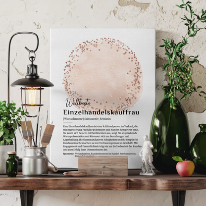 Leinwand Definition Einzelhandelskauffrau mit Namen Geschenk