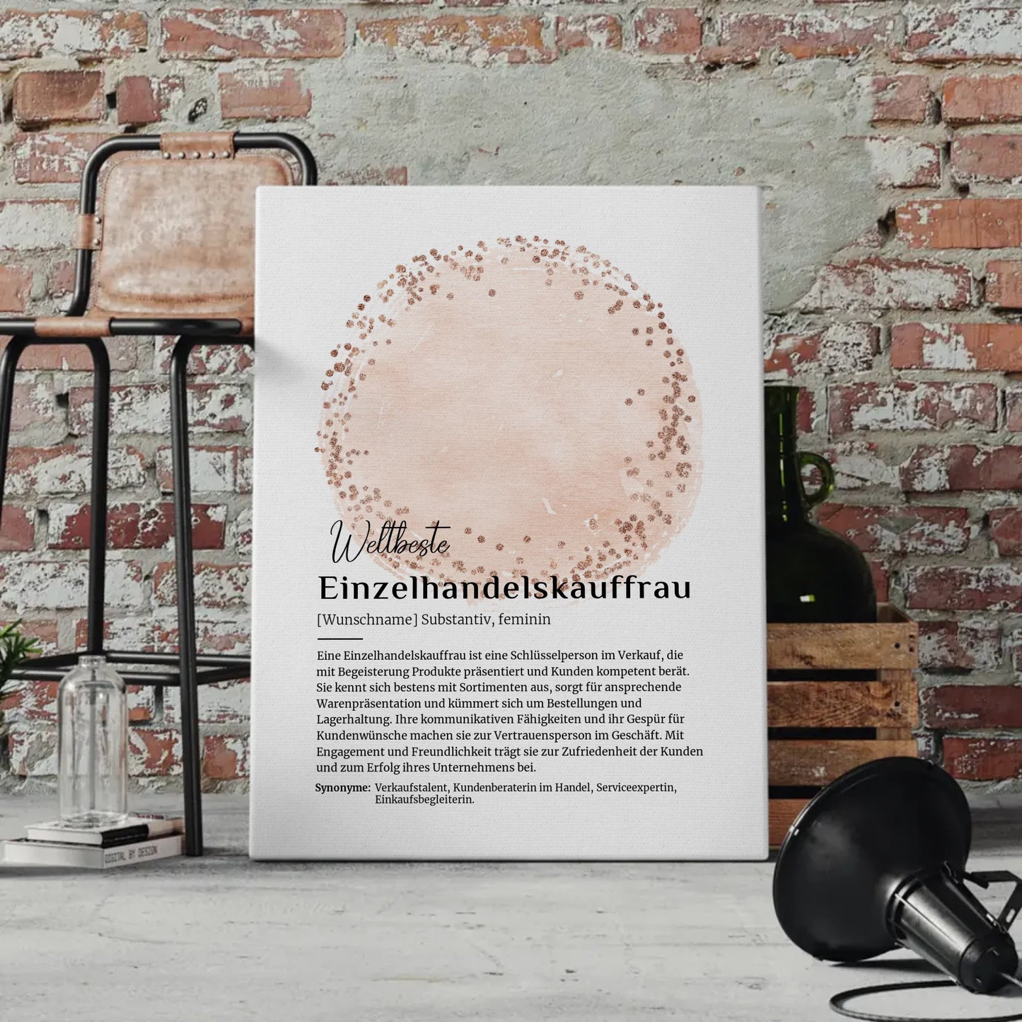 Leinwand Definition Einzelhandelskauffrau mit Namen Geschenk