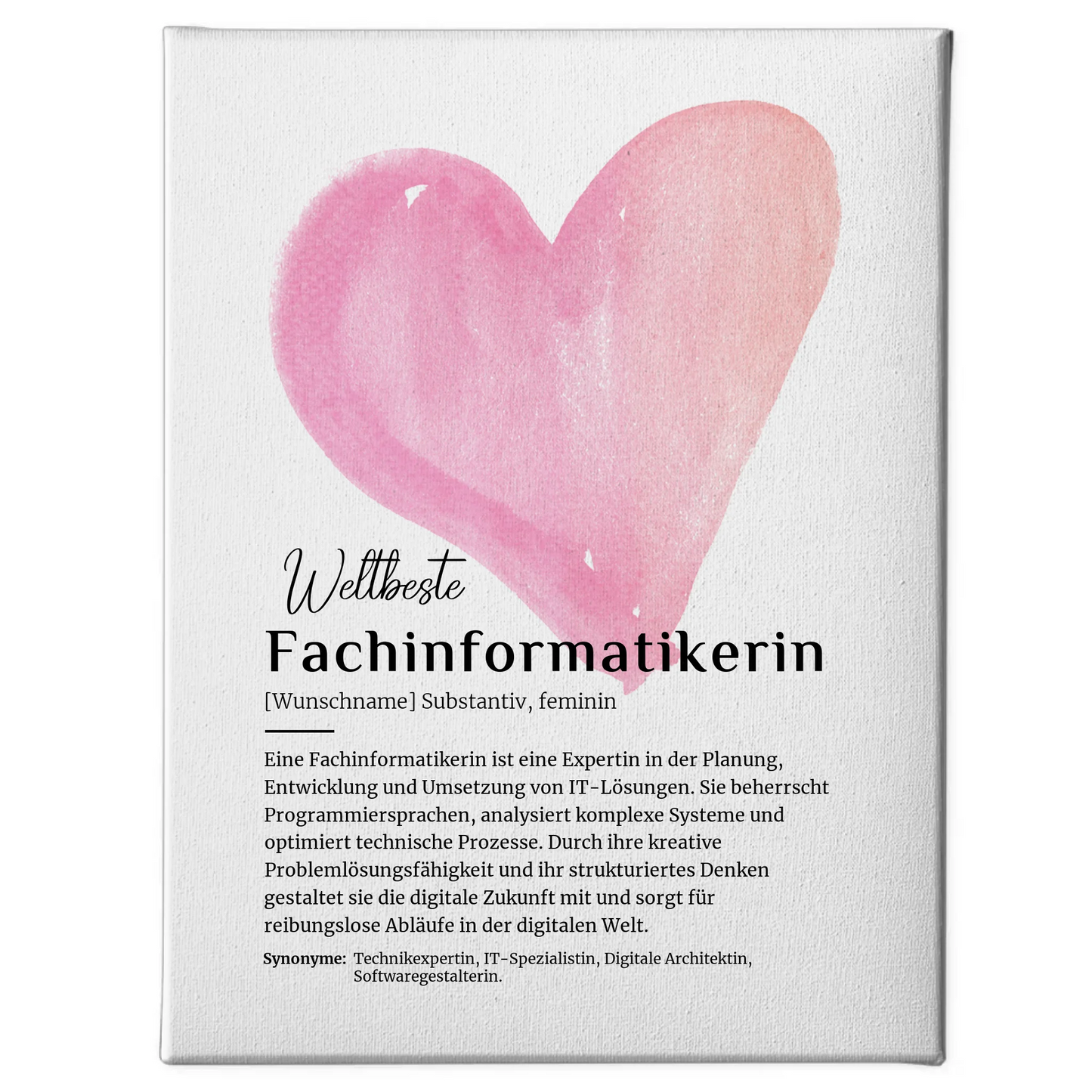 Leinwand Definition Fachinformatikerin mit Namen Geschenkidee