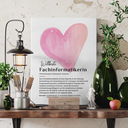 Leinwand Definition Fachinformatikerin mit Namen Geschenkidee