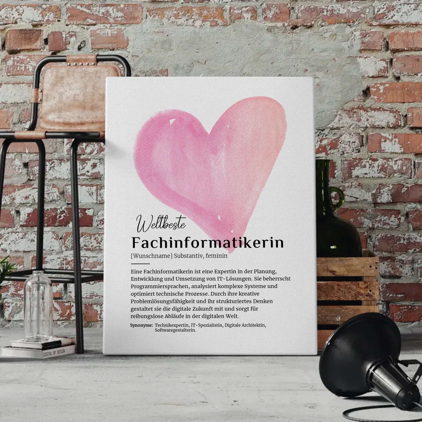 Leinwand Definition Fachinformatikerin mit Namen Geschenkidee