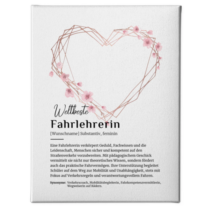 Leinwand Definition Fahrlehrerin mit Namen Geschenk für Sie