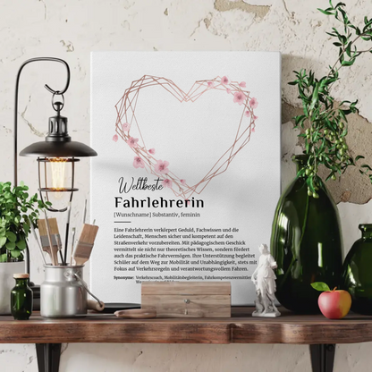 Leinwand Definition Fahrlehrerin mit Namen Geschenk für Sie