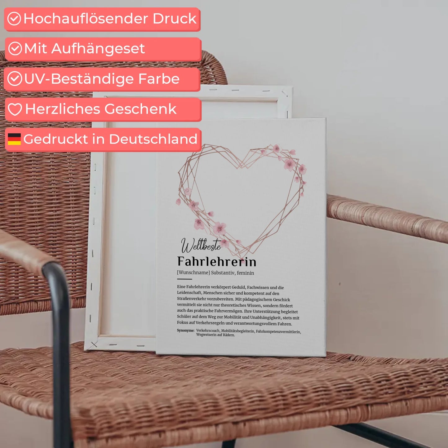 Leinwand Definition Fahrlehrerin mit Namen Geschenk für Sie