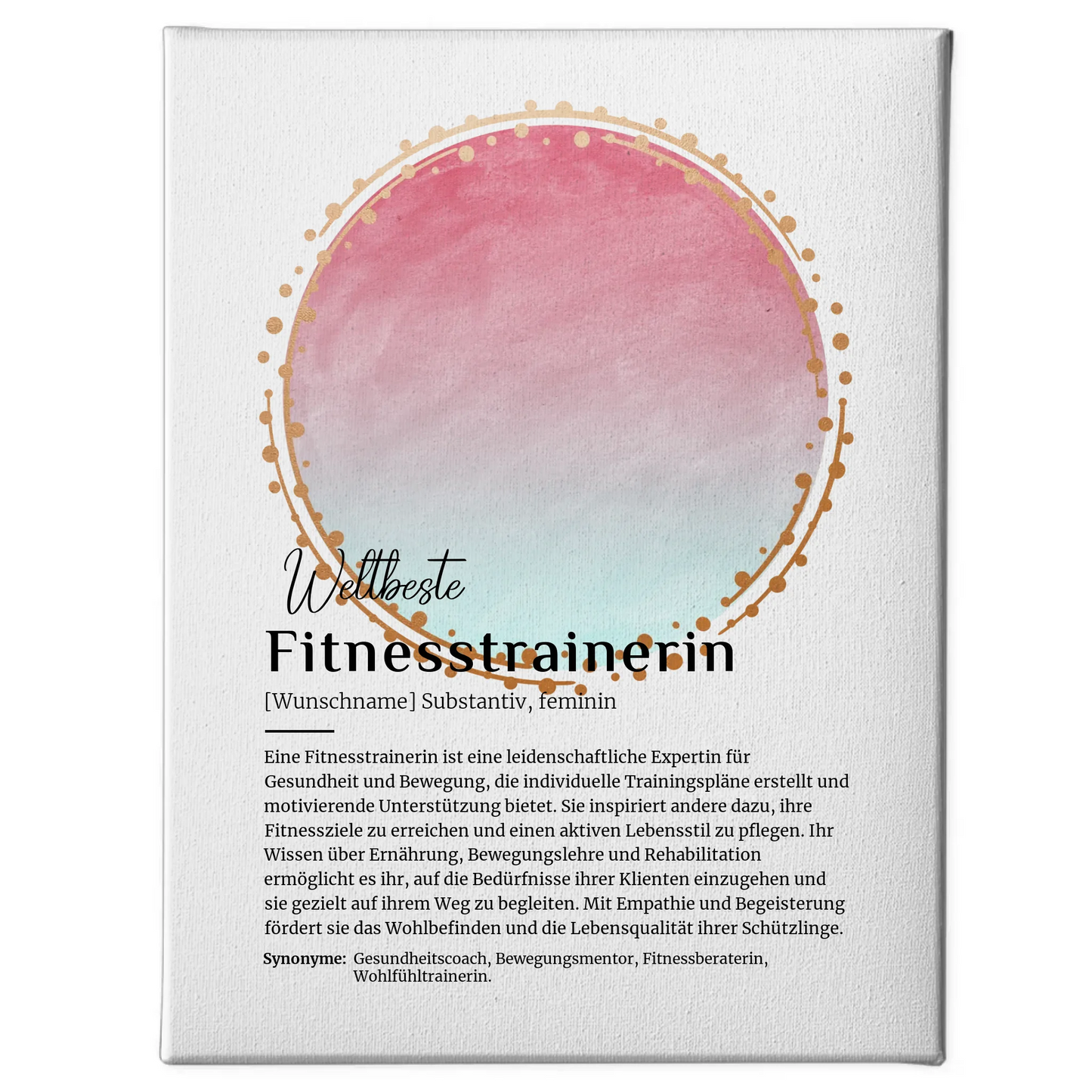 Personalisierte Leinwand Definition Fitnesstrainerin mit Namen Geschenk