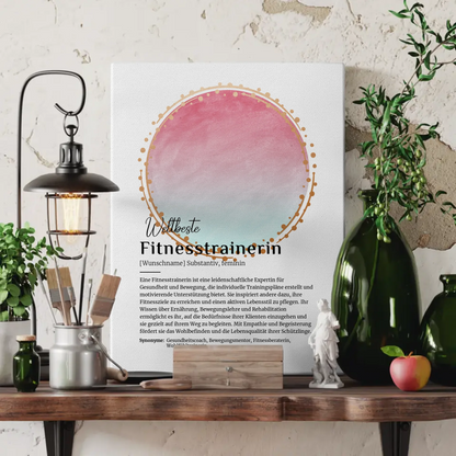Personalisierte Leinwand Definition Fitnesstrainerin mit Namen Geschenk
