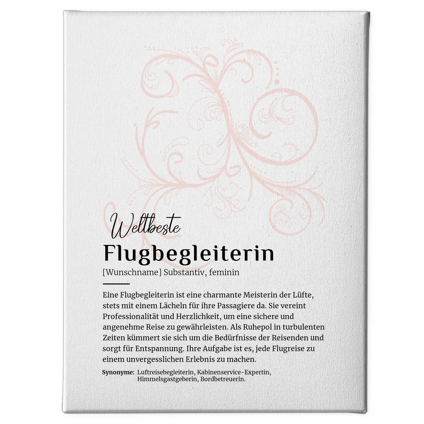 Leinwand Definition Flugbegleiterin mit Namen Geschenkidee