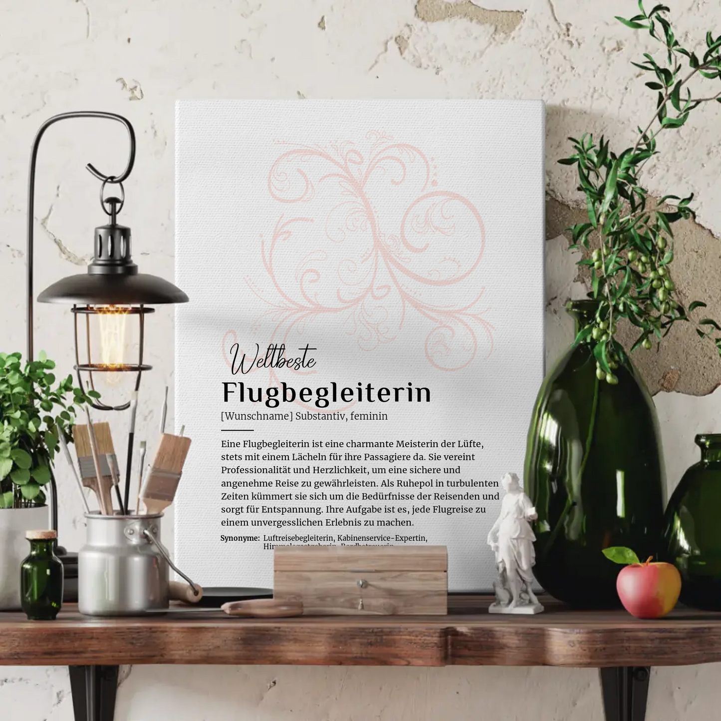 Leinwand Definition Flugbegleiterin mit Namen Geschenkidee