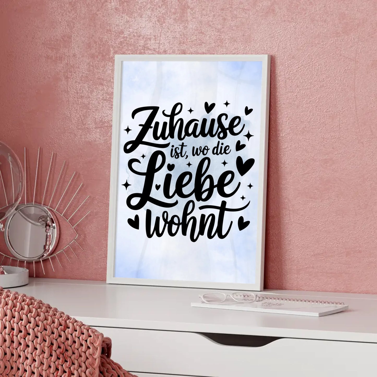 Sprüche Poster Zuhause ist wo die Liebe wohnt personalisiert