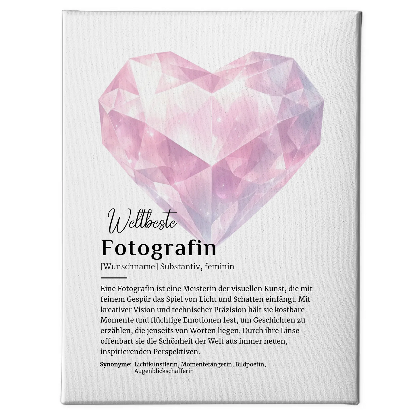 Leinwand Definition Fotografin mit Namen Geschenk personalisiert