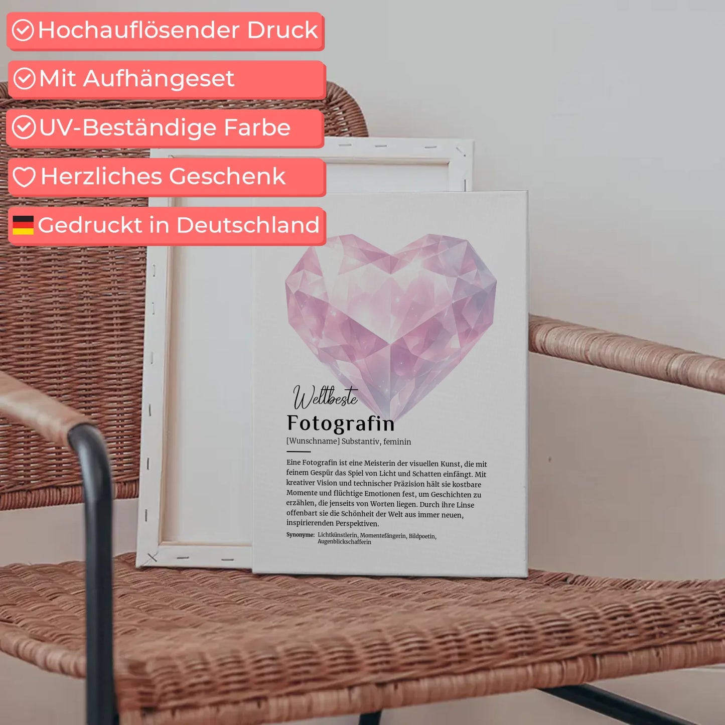 Leinwand Definition Fotografin mit Namen Geschenk personalisiert