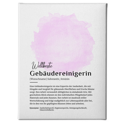 Personalisierte Leinwand Definition für Gebäudereinigerin mit Namen