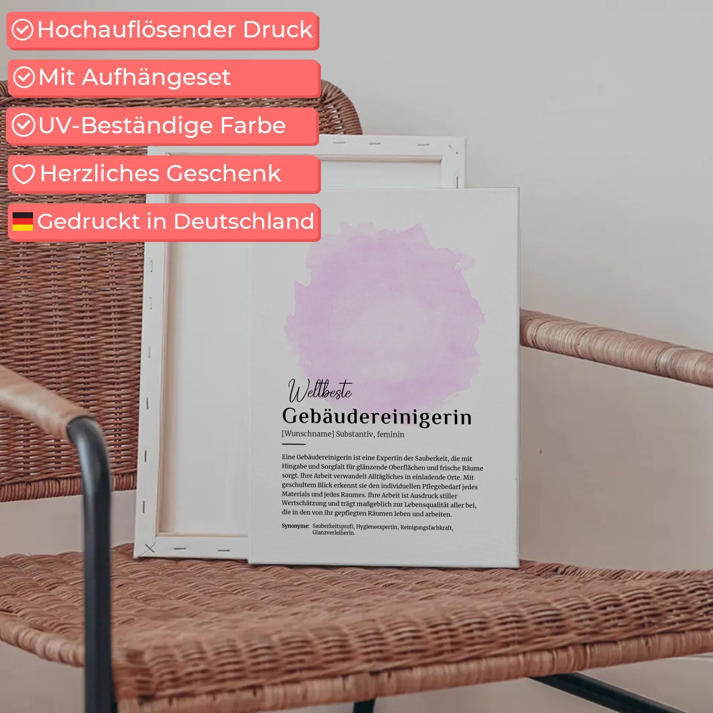 Personalisierte Leinwand Definition für Gebäudereinigerin mit Namen