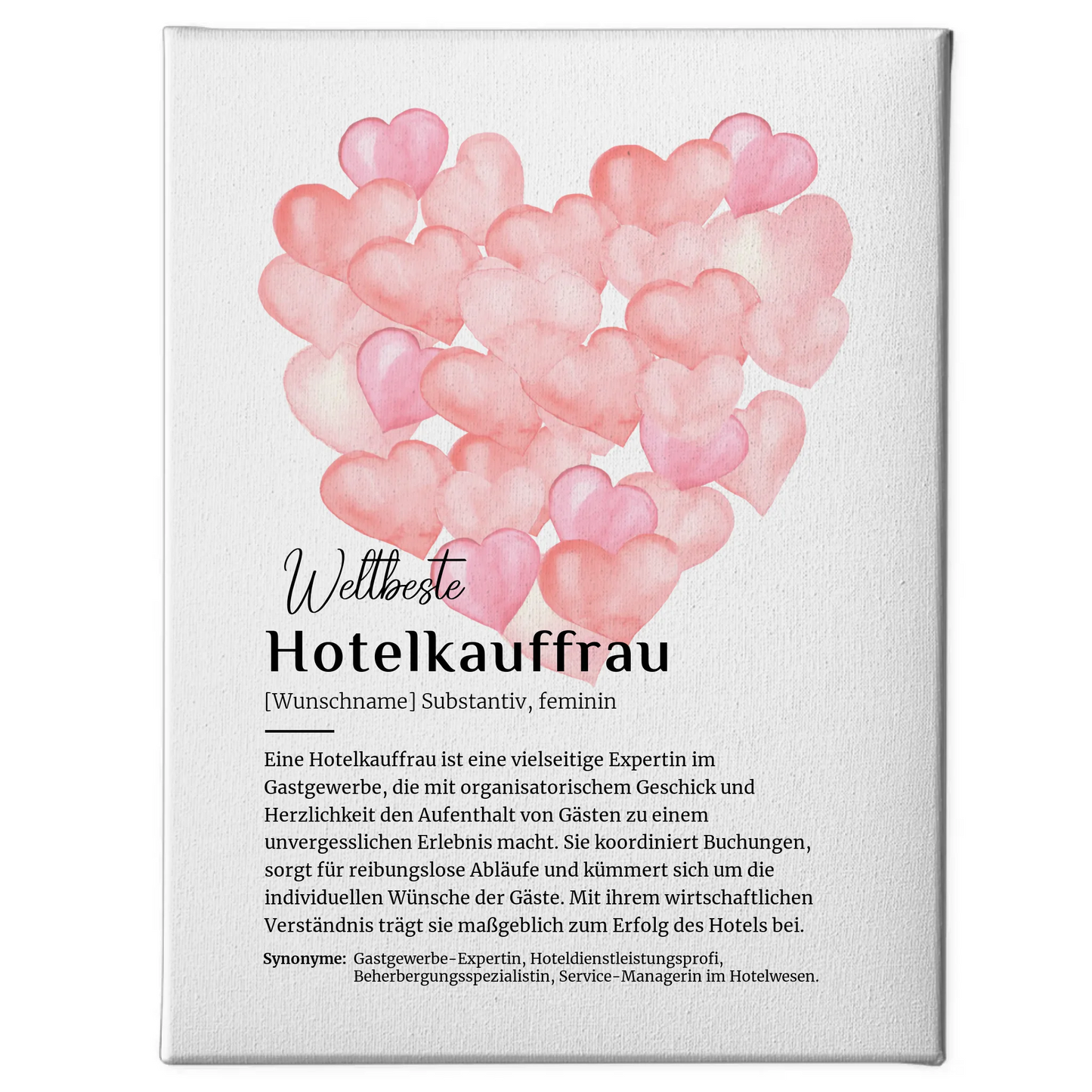 Leinwand Definition Hotelkauffrau mit Namen Geschenk erstellen