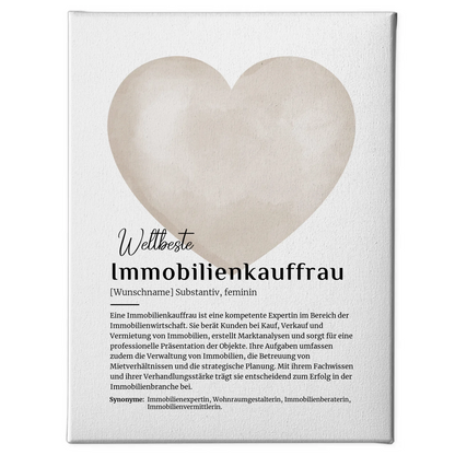 Leinwand Definition Immobilienkauffrau mit Namen Geschenkidee