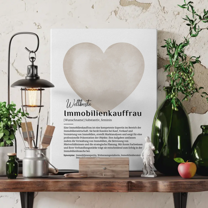 Leinwand Definition Immobilienkauffrau mit Namen Geschenkidee