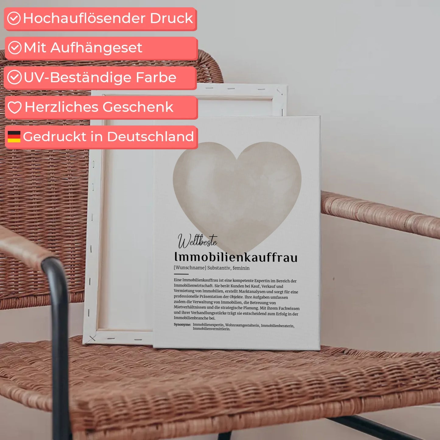 Leinwand Definition Immobilienkauffrau mit Namen Geschenkidee