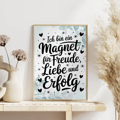 Affirmationsposter Ich bin ein Magnet für Freude Liebe positiv