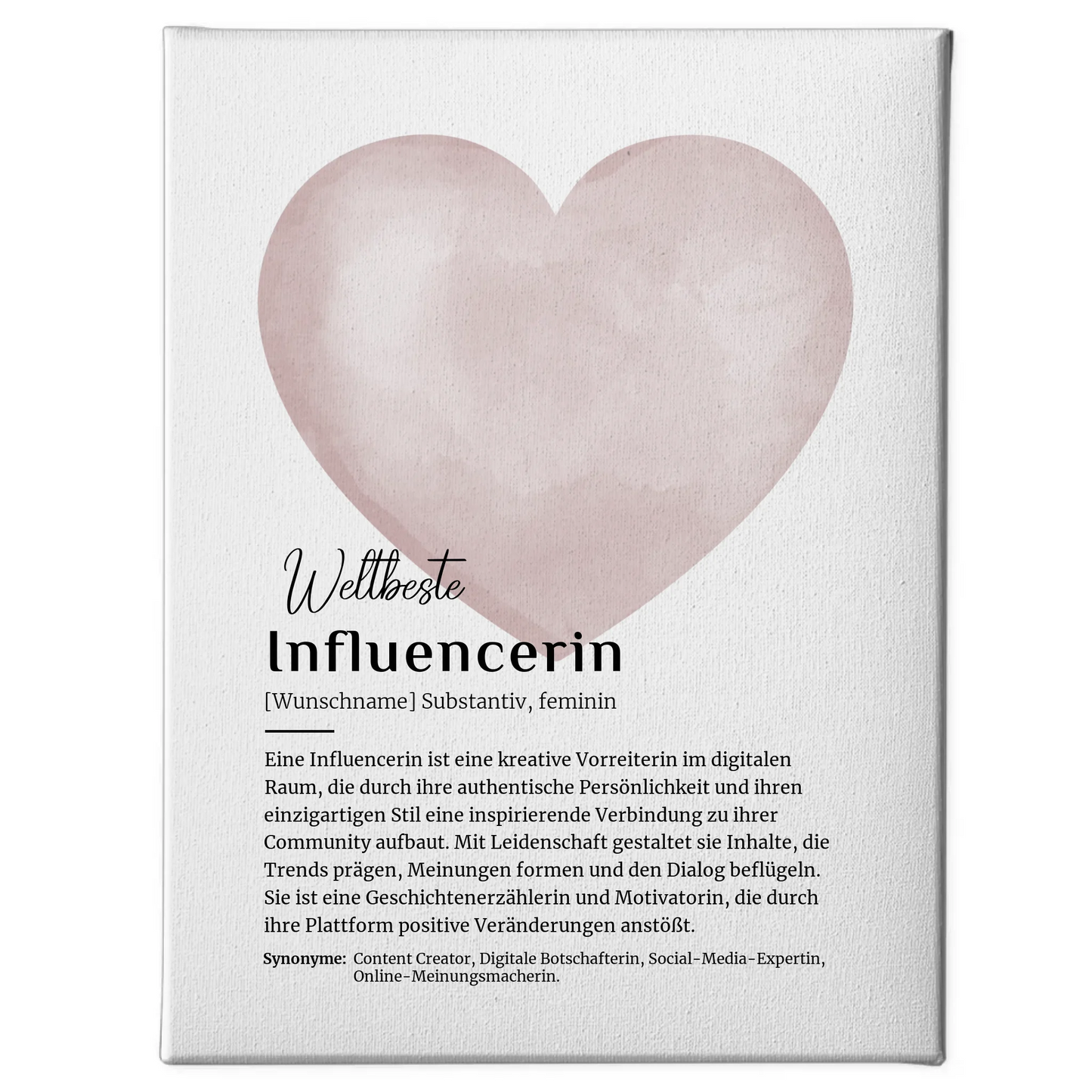 Leinwand Definition Influencerin mit Namen Geschenkidee gestalten