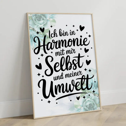 Affirmations Poster Ich bin in Harmonie mit mir selbst