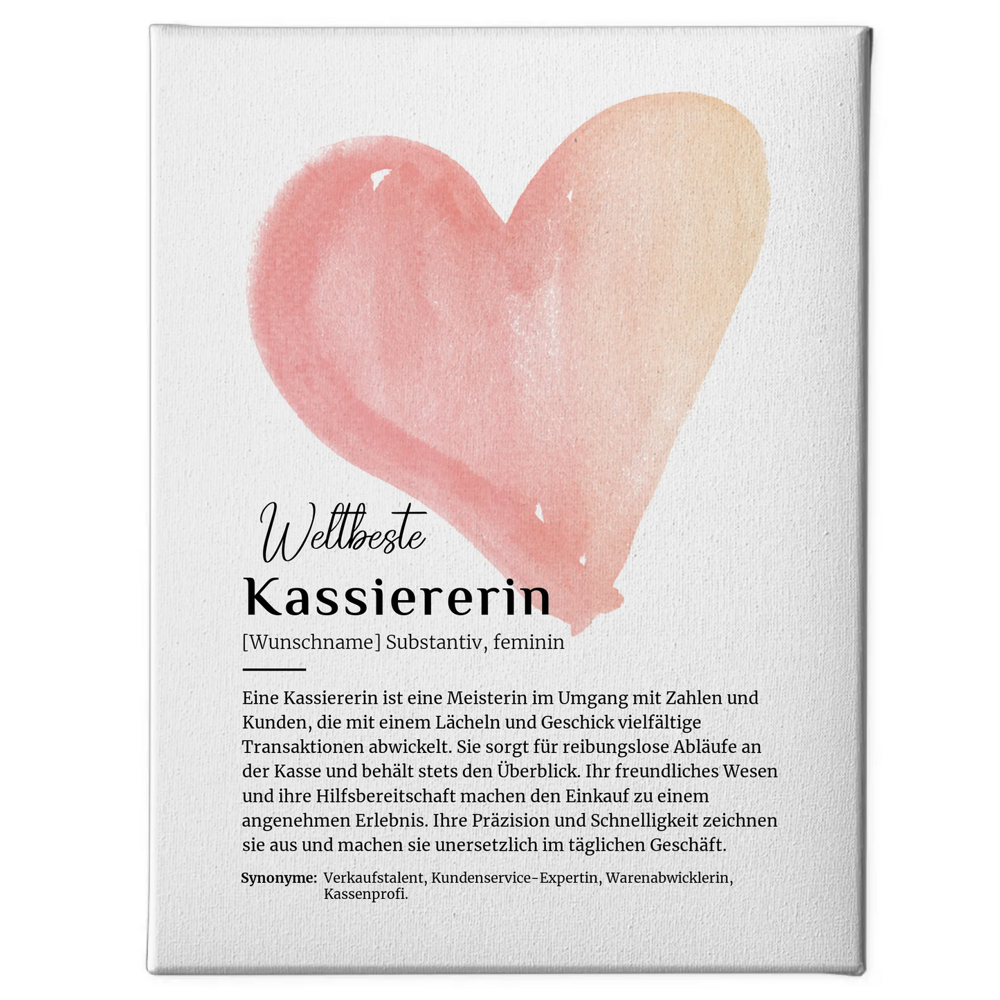 Leinwand Definition Kassiererin mit Namen Geschenk für dich