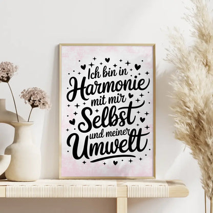 Affirmationsposter Ich bin in Harmonie positiv für dich