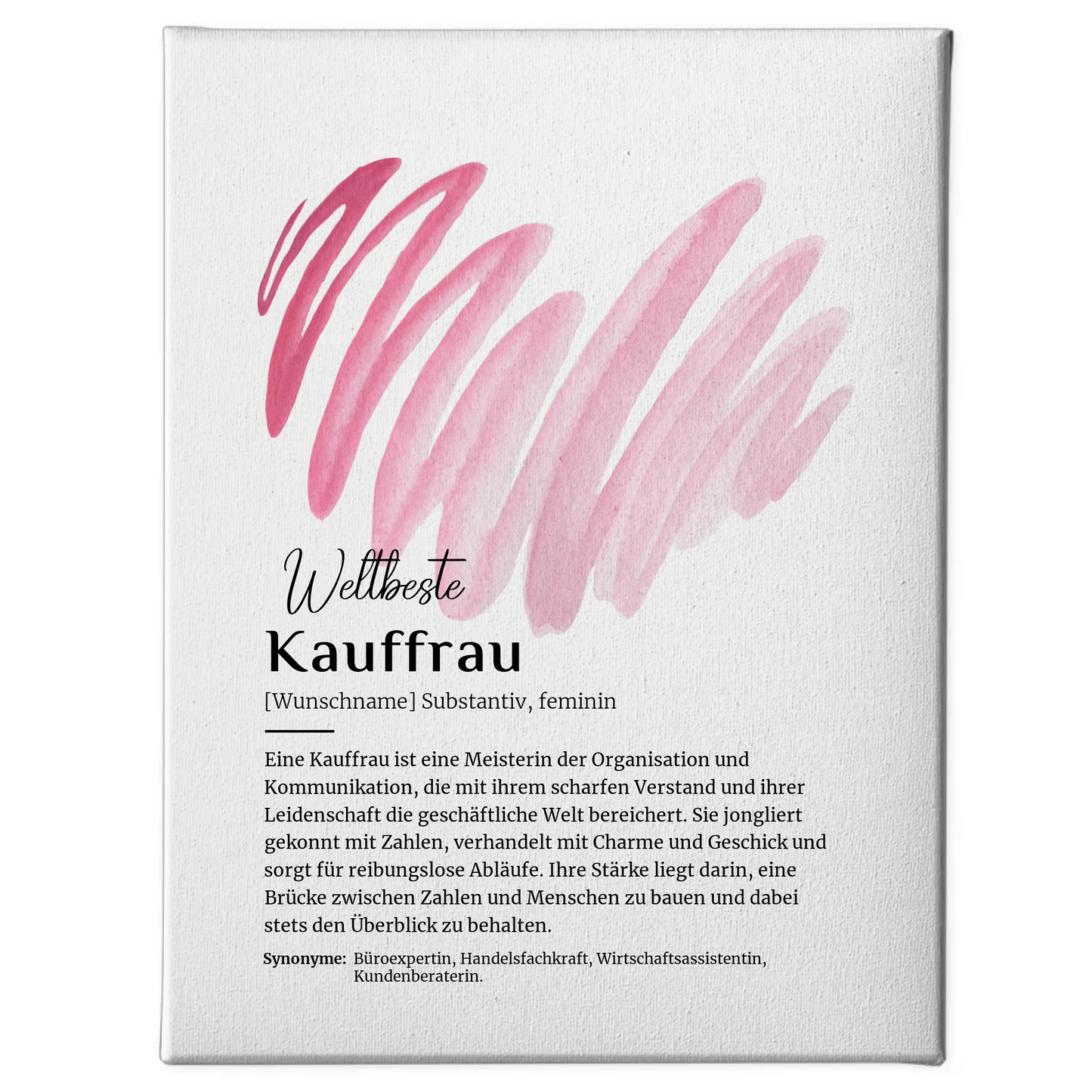 Personalisierte Leinwand Definition Kauffrau mit Namen Geschenkidee