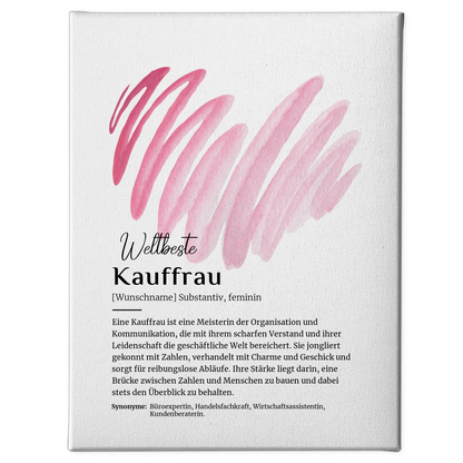 Personalisierte Leinwand Definition Kauffrau mit Namen Geschenkidee