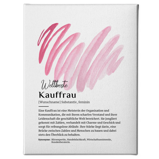 Personalisierte Leinwand Definition Kauffrau mit Namen Geschenkidee