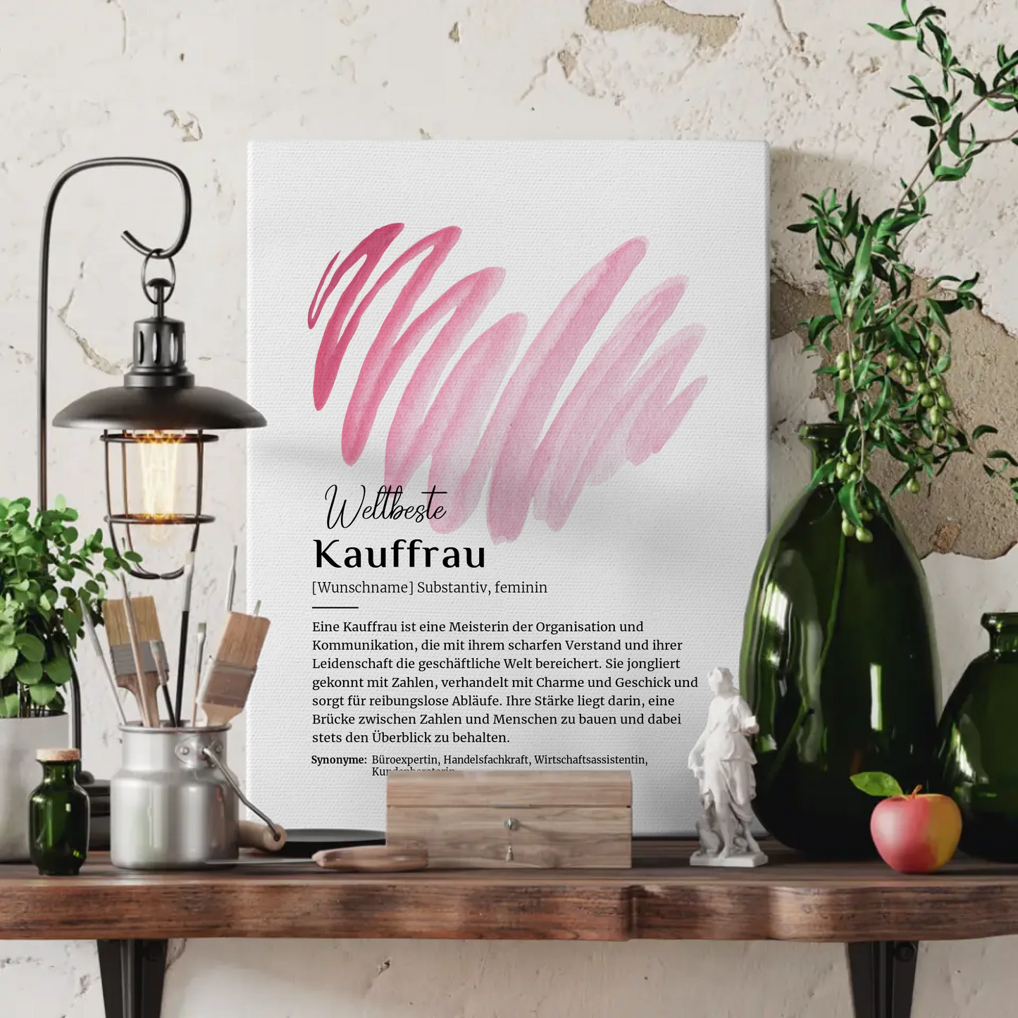 Personalisierte Leinwand Definition Kauffrau mit Namen Geschenkidee