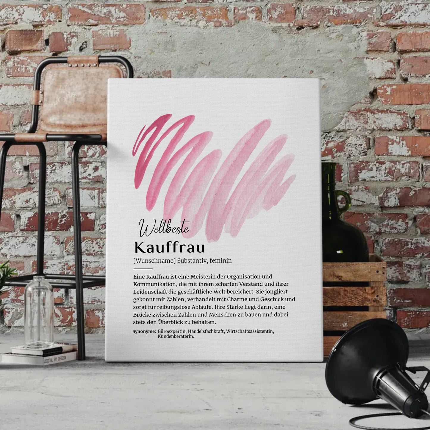 Personalisierte Leinwand Definition Kauffrau mit Namen Geschenkidee