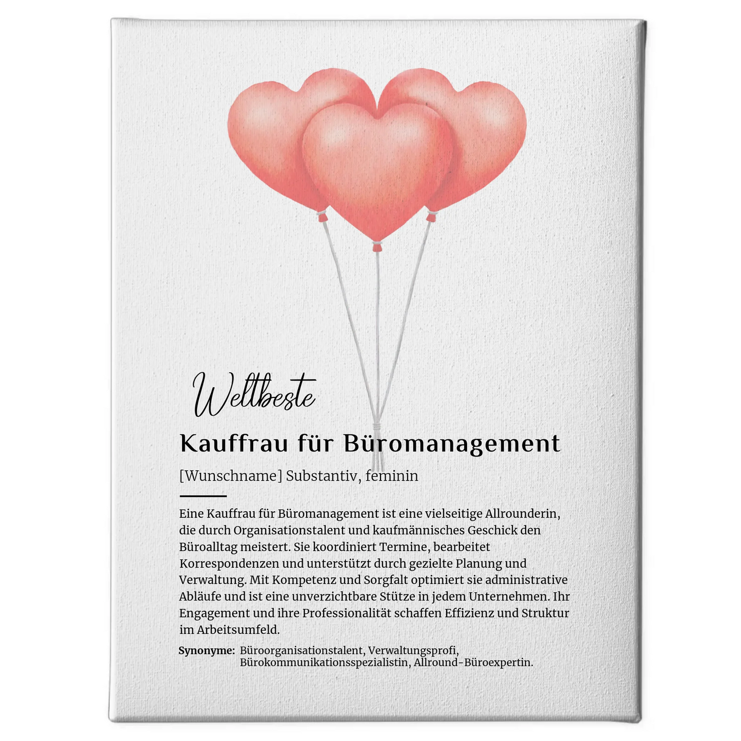 Leinwand Definition Kauffrau für Büromanagement mit Namen Geschenk