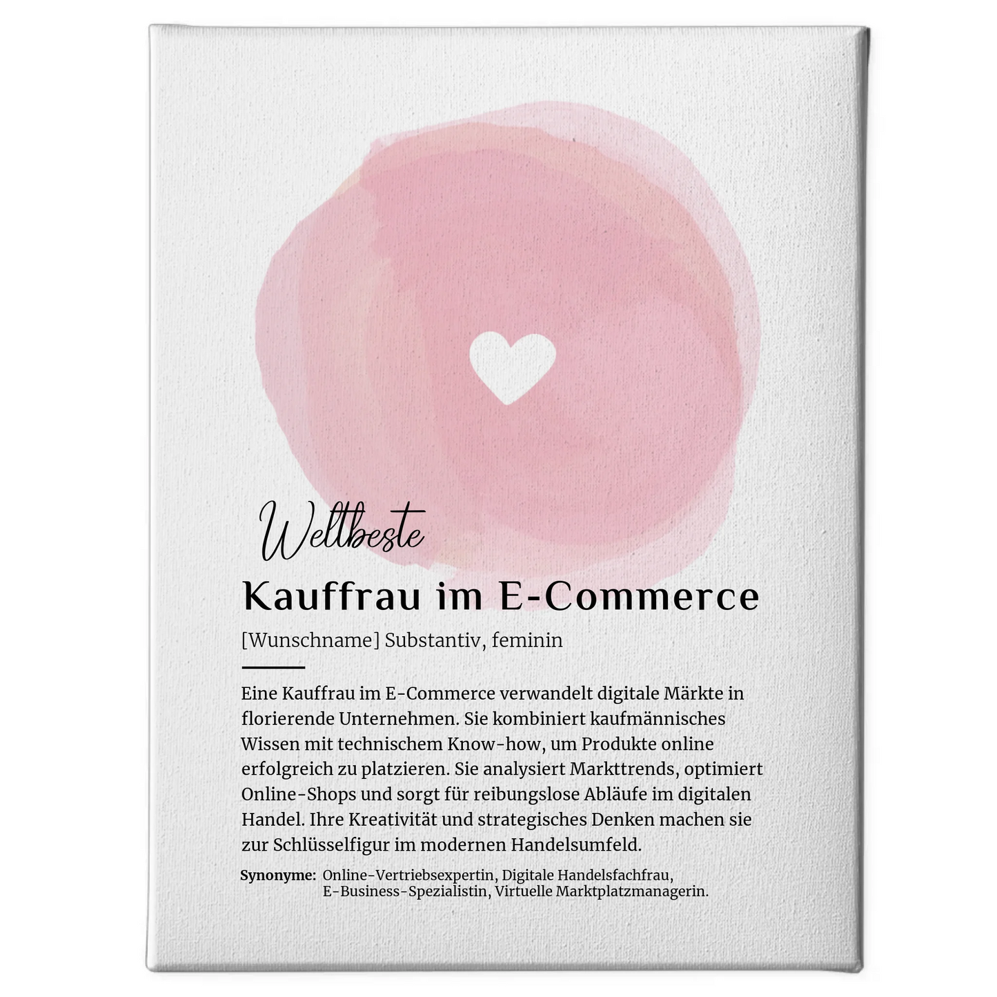 Leinwand Definition Kauffrau im E-Commerce mit Namen Geschenkidee