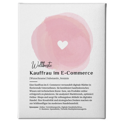 Leinwand Definition Kauffrau im E-Commerce mit Namen Geschenkidee