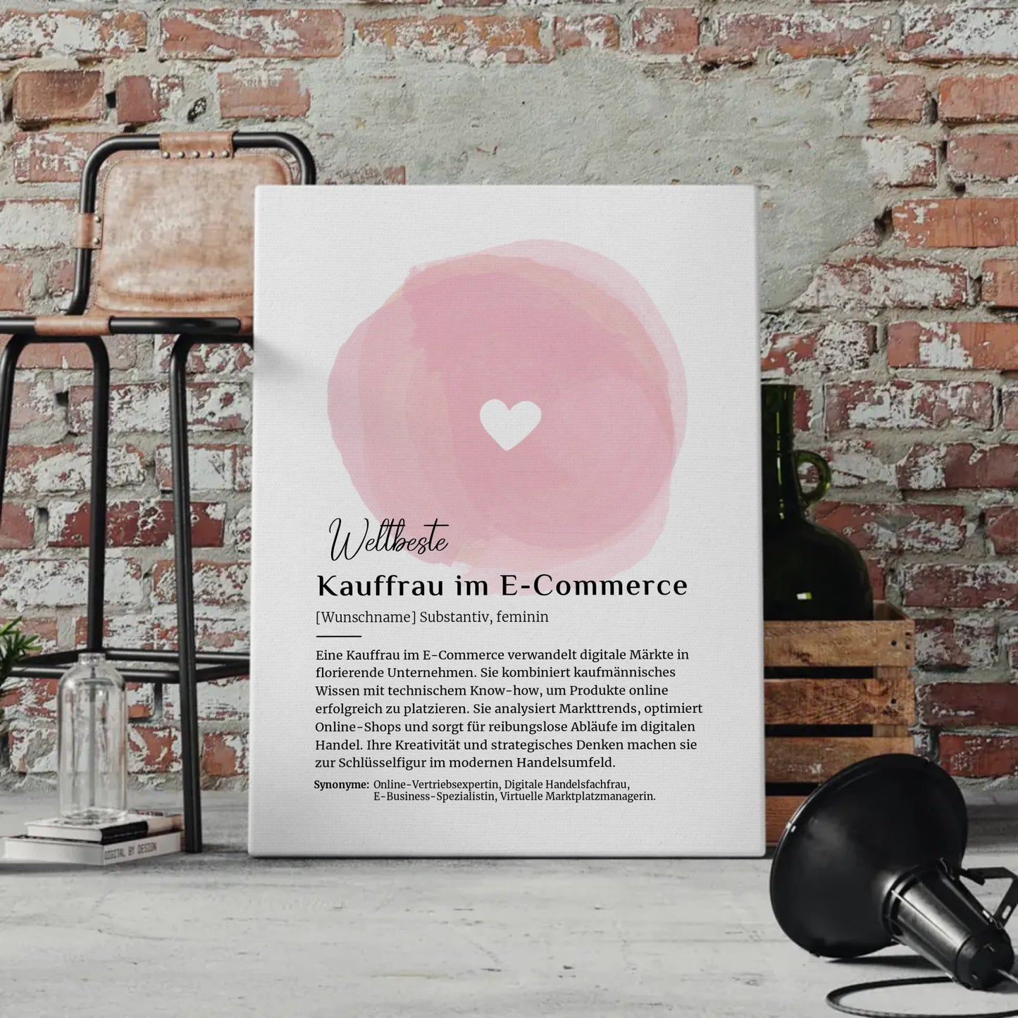 Leinwand Definition Kauffrau im E-Commerce mit Namen Geschenkidee