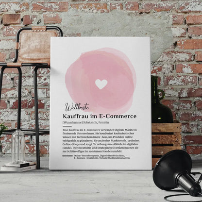 Leinwand Definition Kauffrau im E-Commerce mit Namen Geschenkidee