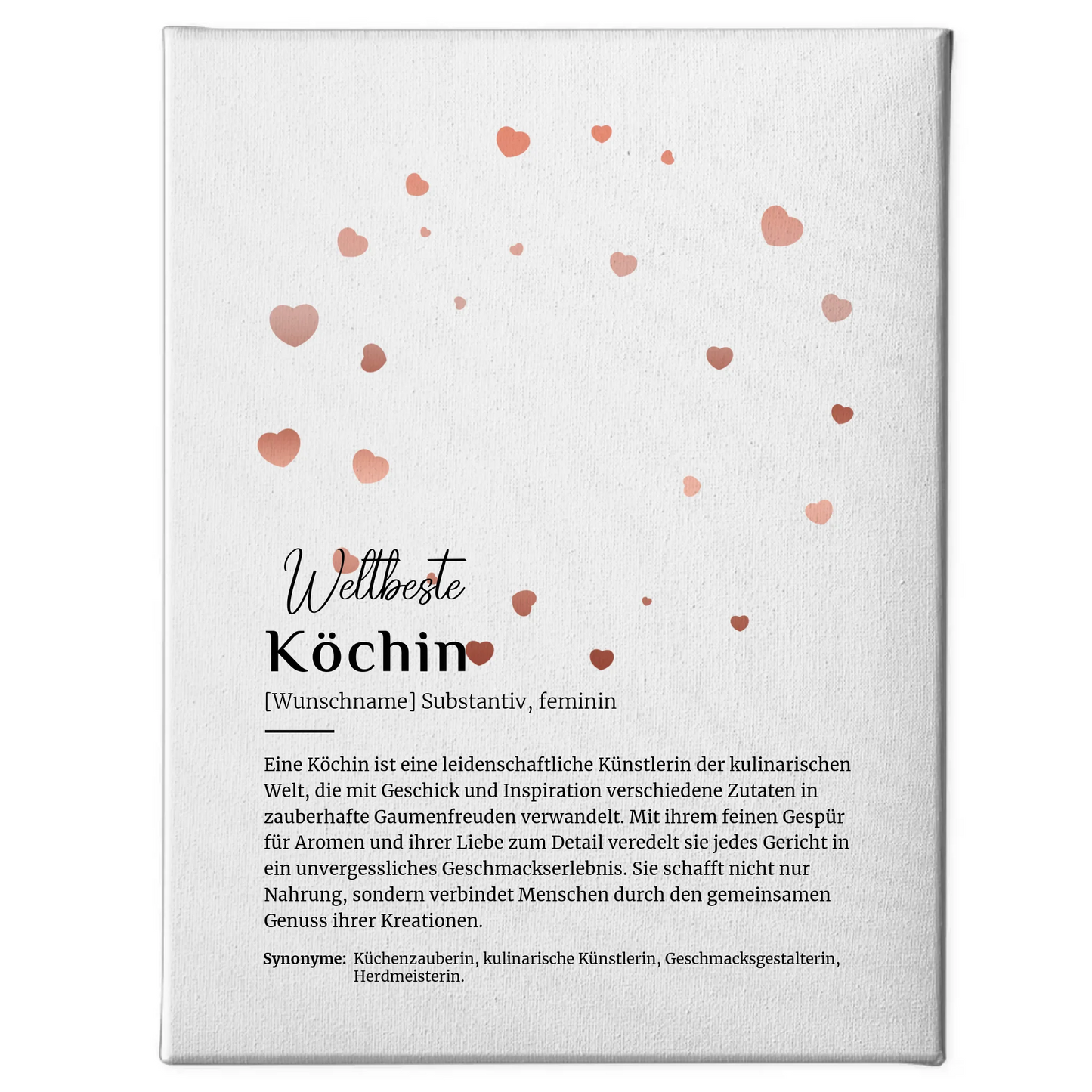 Leinwand Definition Köchin mit Namen Geschenk individuell gestalten