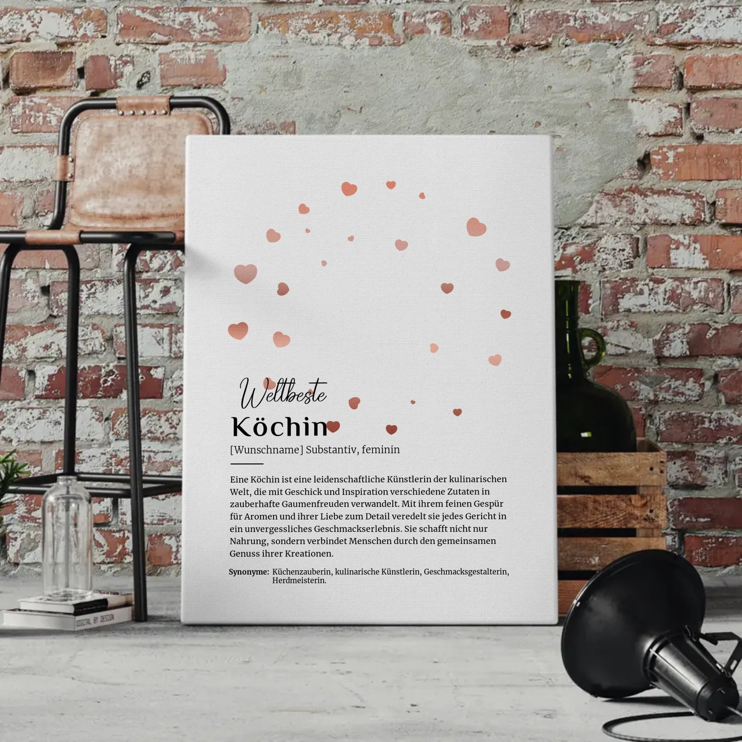 Leinwand Definition Köchin mit Namen Geschenk individuell gestalten